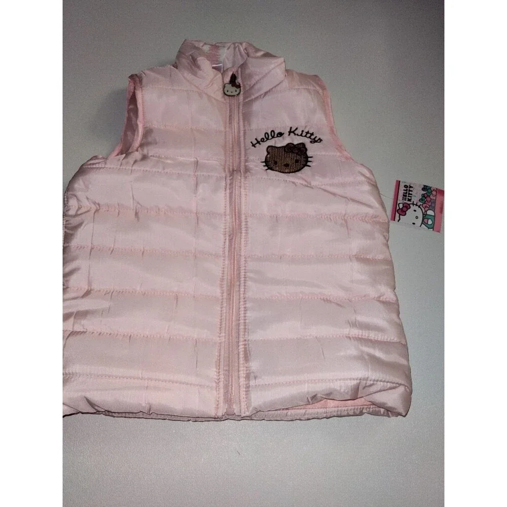 Hello Kitty By Sanrio Girls Light Pink Quilted Puffer Vest  New Size 7